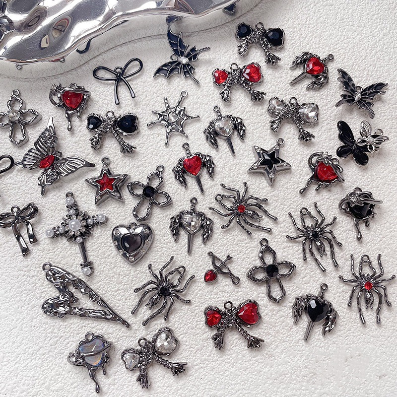 アクセサリーパーツ バタフライ クモ リボン 蝶結び ハート 星 ハロウィン 黒 ハンドメイド スパイダー