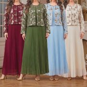 高耐久スパンコール刺繍入りプリーツドレスYM00597