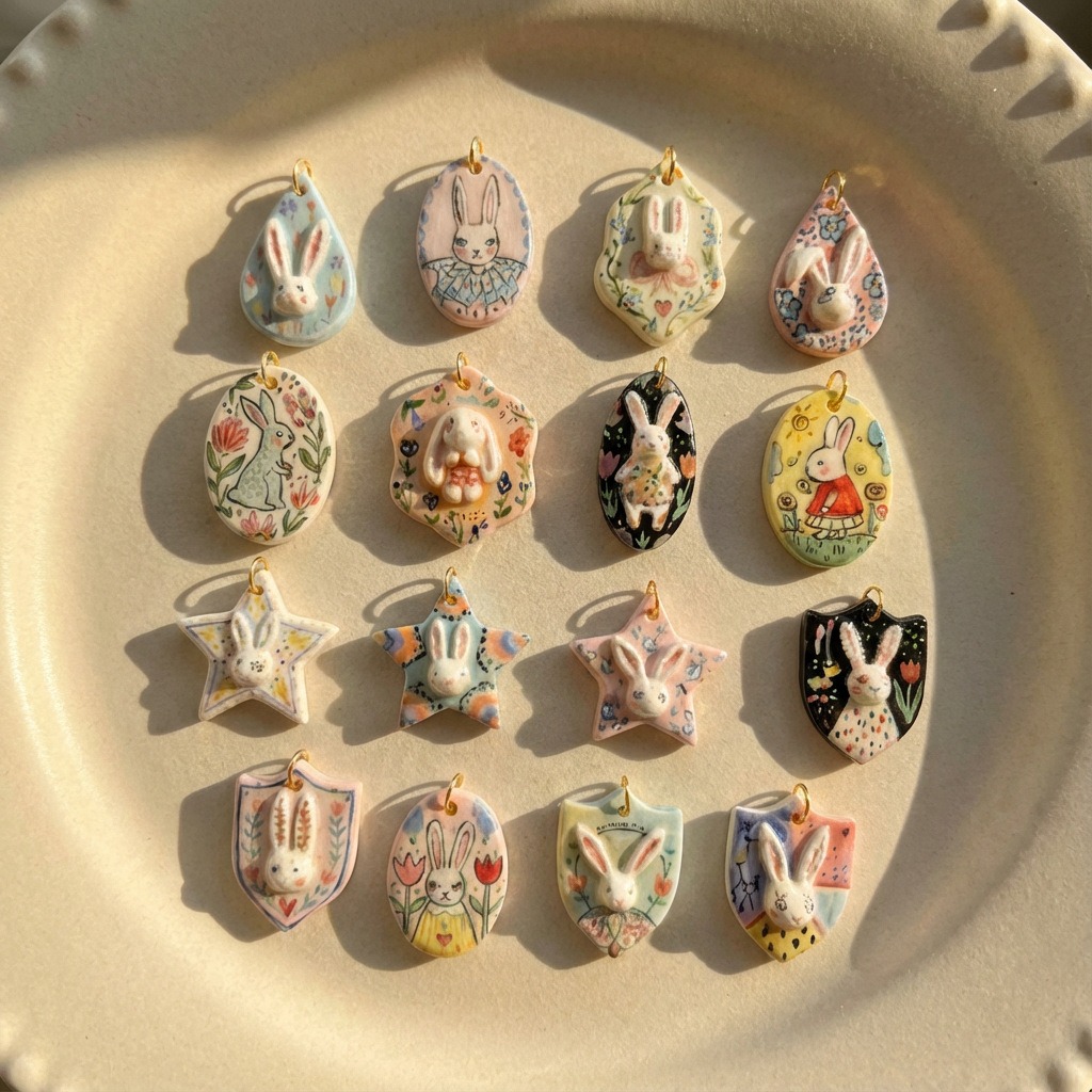 16色 ステンレス 動物 チャーム 立体 ウサギ アクセサリーパーツ うさぎのチャーム DIY 手作り うさぎ雑貨