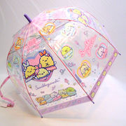 【雨傘】【ジュニア用】すみっコぐらし・夢みるしっぽず柄ビニール透明深張ジャンプ傘