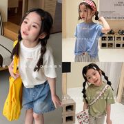 2026夏 韓国風子供服 キッズ服 ベビー服 少女 トップス ベスト 半袖 Tシャツ トップス