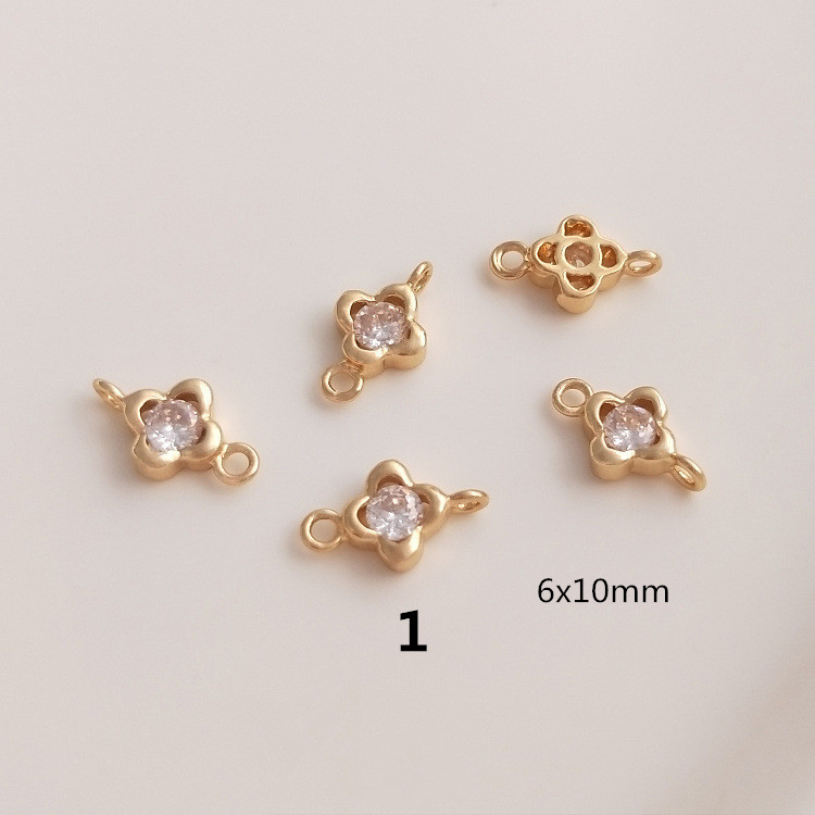 ストーン ハンドメイド 四つ葉 クローバー コネクター アクセサリー