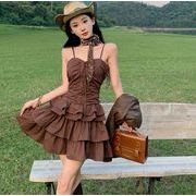 キャミソールワンピース フリル 切り替え スリム 着痩せ sweet系
