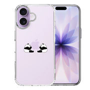 iPhone17 側面ソフト 背面ハード ハイブリッド クリア ケース 双子 パンダ りんご モグモグ