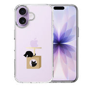 iPhone17 側面ソフト 背面ハード ハイブリッド クリア ケース 猫 キャットタワー