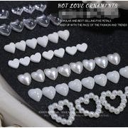 セラミックハート透かしパールネイルパーツ クリアレジンハート爪装飾 DIY ネイルアクセサリー
