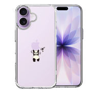 iPhone17 側面ソフト 背面ハード ハイブリッド クリア ケース パンダ 重量挙げ 努力感