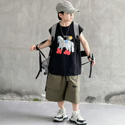 2026新作 夏 男児 蓄光プリント タンクトップ カーゴショーツ 2点セット