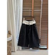 子供服　100~150cm　キッズパンツ　デニム　ワイドパンツ　レース切替　韓国キッズ服