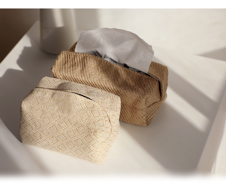 麻織りティッシュカバー シンプルデザイン リビングダイニング雑貨