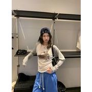 ラグラン キャラクタープリント長袖トップス ゆったり レディース