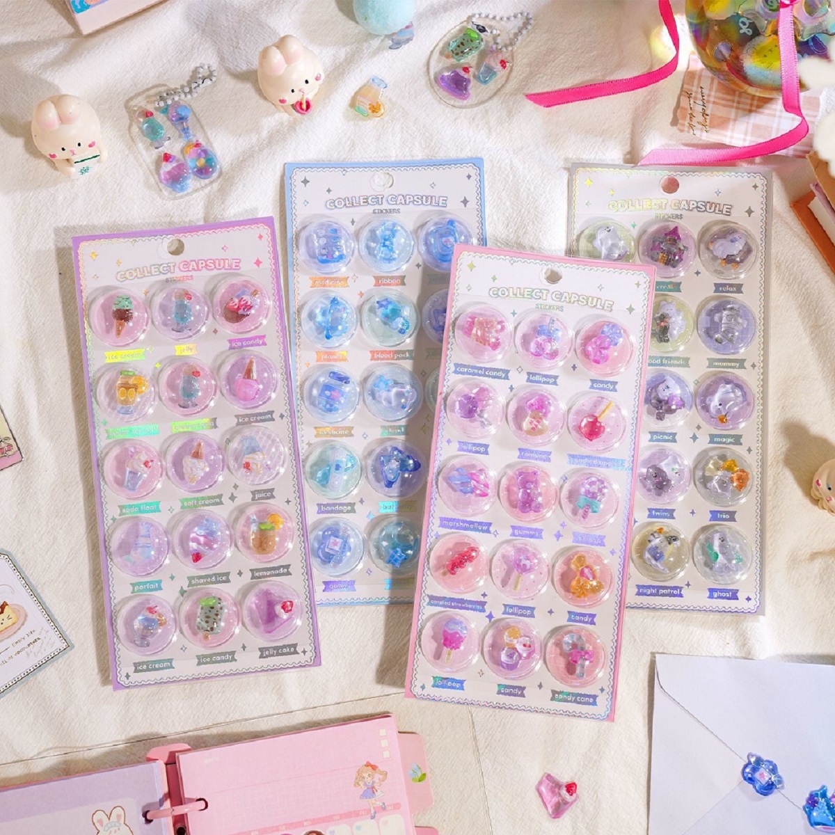 2026新品 3Dカプセル 立体シール  装飾品 立体ステッカー ぷっくりシール  ぷくぷく