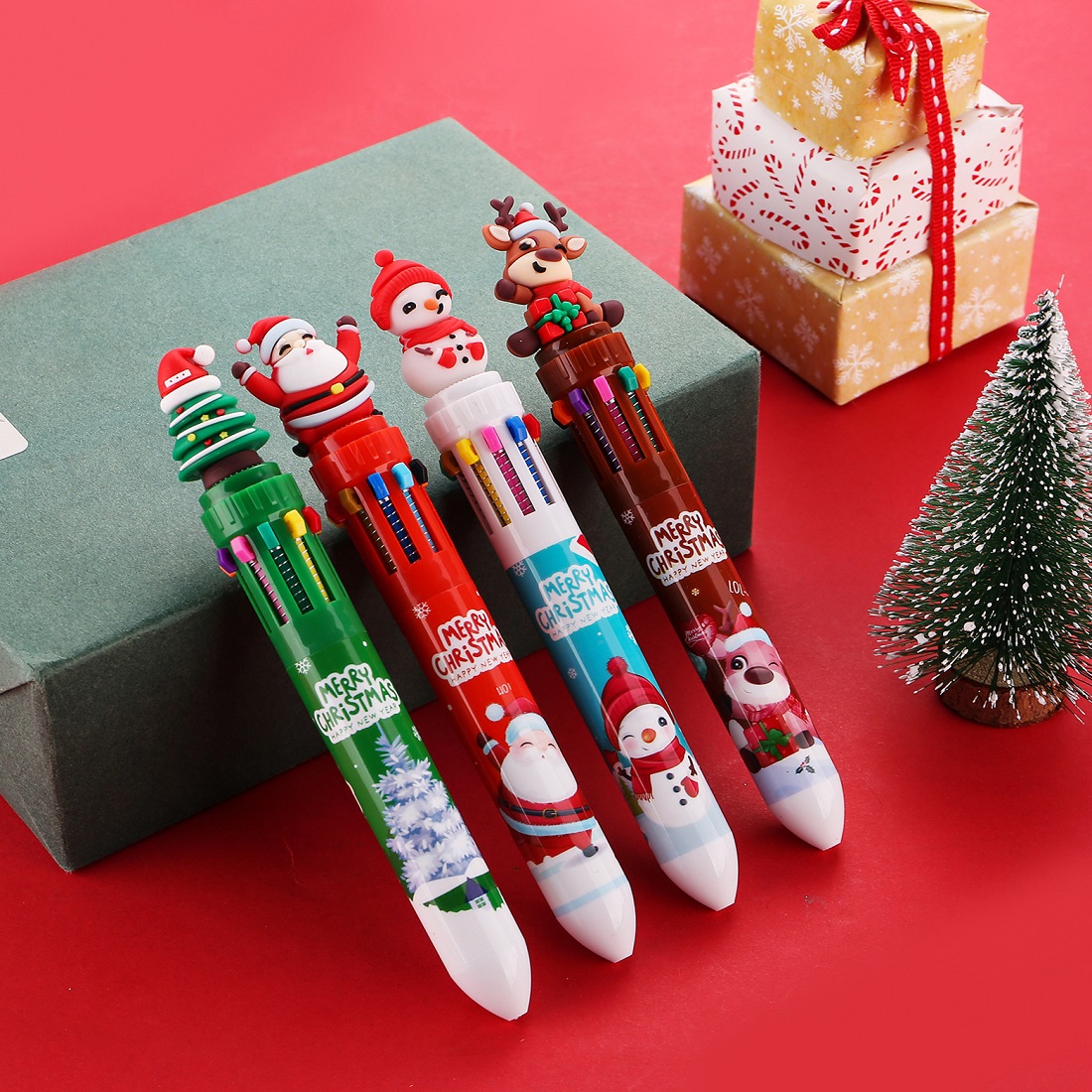 2026新品 新学期 ボールペン 学生 クリスマス デザイン文具  贈り物 学生 サンタクロース 10色 文房具