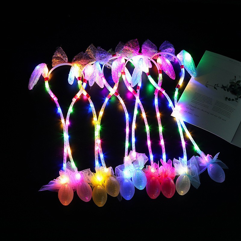 2026人気新品 LED  発光レースリボン うさぎ耳カチューシャ 光るおもちゃ  玩具 子供 お祭り 幼稚園 夏祭り