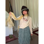 秋 女の子 ガーリー Tシャツ スカート 2点セット K-style ★100-160CM