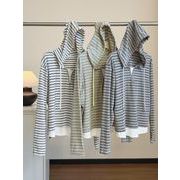 新入荷★レディース服・長袖・韓国風・パーカー・ストライプ・秋トップス 3色