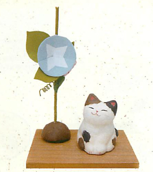 【ご紹介します!和雑貨！ちぎり和紙シリーズ！安心の日本製です】猫と朝顔