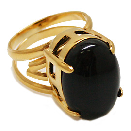 《大きめストーン:フリーサイズ ファッションリング指輪/ファランジリング》 オニキス（Black Onyx）