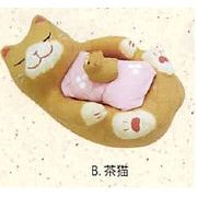 【ご紹介します！信頼の日本製！ほっこりかわいい！ちぎり和紙親子だっこ猫(3種)】B.茶猫