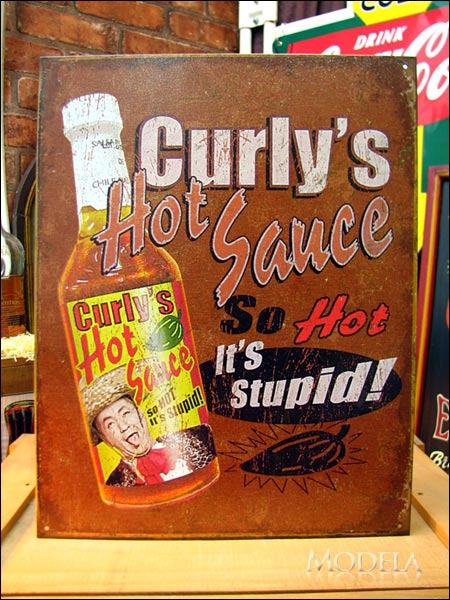 アメリカンブリキ看板 Curly's hot sauce/辛口ソース