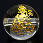 【彫刻ビーズ】水晶 12mm (金彫り) 八大観音「虚空蔵菩薩」