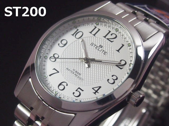 STELITEメンズ腕時計　メタルウォッチ　日本製高性能省電力ムーブメント　電池寿命4年以上　10気圧防水