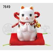 ★開運招福　薬師窯招き猫★　お目出度い「縁起の置物」　【彩絵　ふく福おねがい猫・小】