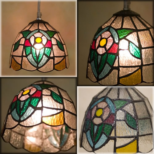 【Tiffany Glass Lamp Shade 】ヨーロッパステンド風★ティファニーグラス ランプ  Flowerフラワー♪