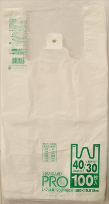 Ｙ－６Ｈレジ袋ＮＯ３０／４０　１００枚　白 【 日本サニパック 】 【 ポリ袋・レジ袋 】