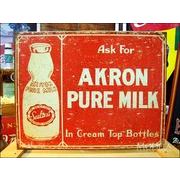アメリカンブリキ看板 Akron pure milk