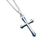ステンレス CZ カラークロス ペンダント スモールタイプ ブルー
