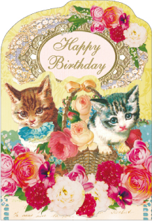 ネコとローズがかわいいお誕生日カード キャットローズシリーズ グリーティングカード お誕生日 雑貨 株式会社 ハートアートコレクション 問屋 仕入れ 卸 卸売の専門 仕入れならnetsea