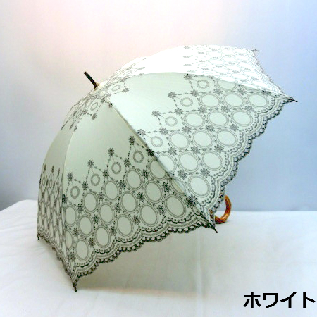 【日傘】【パラソル】【長傘】純パラソル（日傘）T／Cオーナメントサークル柄手開傘
