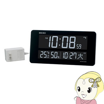 掛時計 置時計 セイコークロック 交流式カラー液晶デジタル 電波掛置兼用時計 電波時計　温度計 湿度計