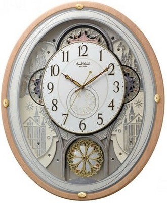 【アウトレット品】リズム時計製 電波掛時計「スモールワールドエアル」4MN525RH13