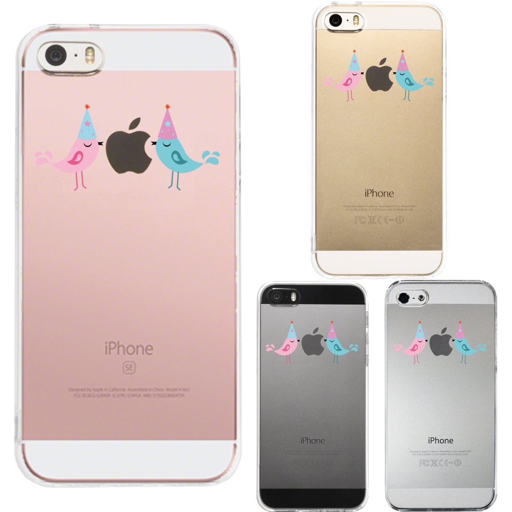 iPhone SE 5S/5 対応 アイフォン ハード クリア ケース カバー 可愛い 鳥 カップル