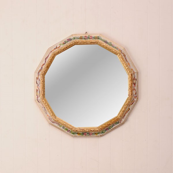 【イタリア製】　ウォールミラー　壁掛け鏡　12角形型（直送可能）