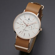 正規品Salvatore Marra腕時計サルバトーレマーラ SM15117-PGWHPG 多軸 薄型革ベルト メンズ腕時計