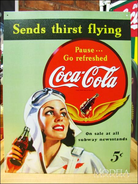 アメリカンブリキ看板 コカ・コーラ 渇きを吹き飛ばす！