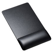 サンワサプライ リストレスト付きマウスパッド(レザー調素材、高さ標準、ブラック) MPD-