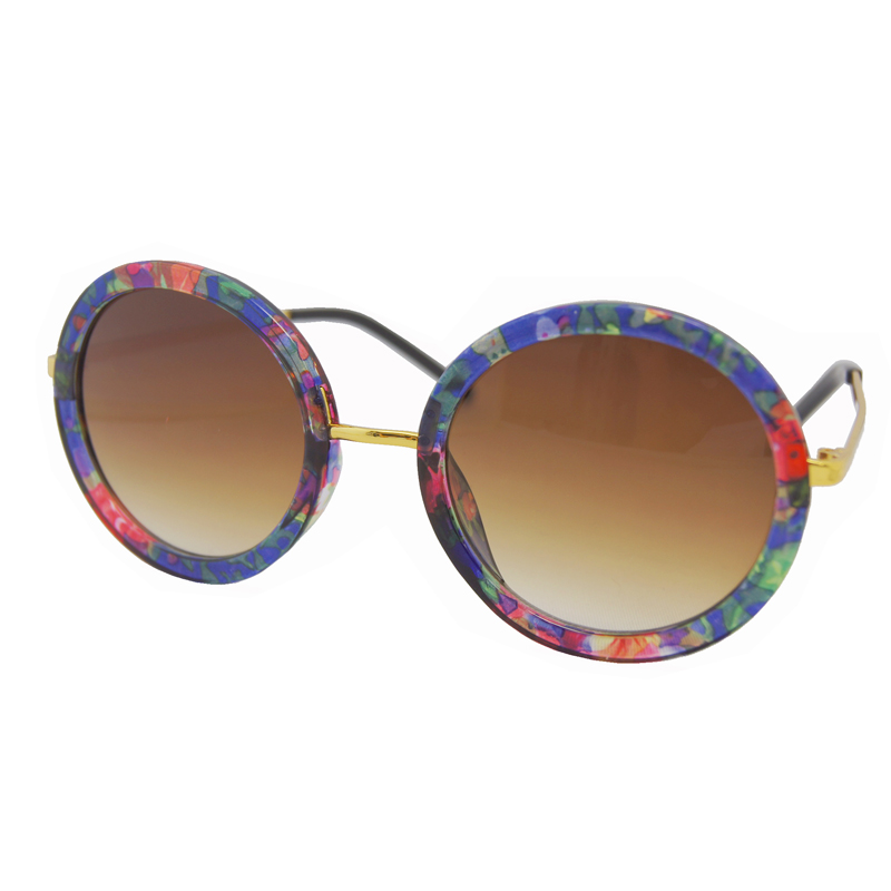Ty2855 ラウンドタイプ まんまるブルー花柄 サングラス フラワー レディース ファッション雑貨 Kamakura Sunglass 問屋 仕入れ 卸 卸売の専門 仕入れならnetsea
