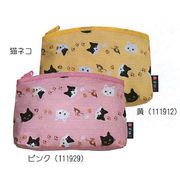 【新登場！安心の日本製！日本らしい和柄の布の雑貨！　和布日和　底ハギポーチ】猫ネコ