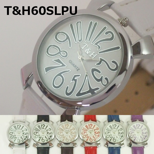 T＆Hユニセックス腕時計　PUレザーウォッチ　日本製ムーブメント　トップリューズ