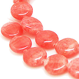 幸せを呼ぶピンクの輝きビーズライン 卸売/ チェリークォーツ（Chelly quartz） コインビーズ timy-379