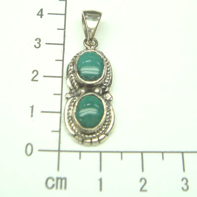 ターコイズ シルバーペンダント 約3.5cm ハンドメイド
