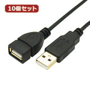 変換名人 【10個セット】 極細USBケーブルAオス-Aメス 1m USB2A-AB/CA