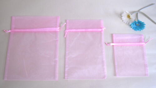 【オーガンジーS・Mサイズ入荷】リボンで結ぶだけ簡単巾着＊ピンク・サイズ３種類