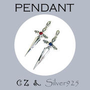 ペンダント-11 / 4-644  ◆ Silver925 シルバー ペンダント  ブルー＆レッド CZ