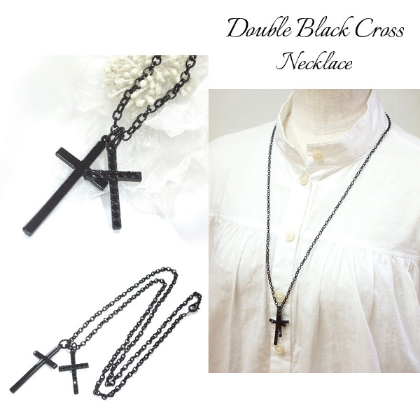 ダブルブラッククロスネックレス・十字架