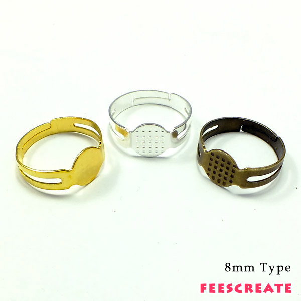 フリーサイズの指輪(リング) 3カラー・3種類 1個4円から！ハンドメイド【デコ】